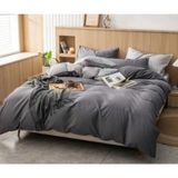 Ca-Sa Tekstil Ranforce Kumaş Düz Renk Pamuklu Nevresim Takımı - Gri - 220 x 240 cm
