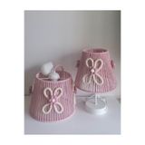 C&A&B KUZEY AVİZE PEMBE MAKROME İP SARGI ÇİÇEK APLİKELİ KIZ BEBEK VE KIZ ÇOÇUK ODASI TASARIM AVİZE VE ABAJUR SET