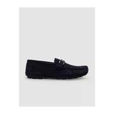 Cabani 010M1704C Hakiki Deri Lacivert Süet Tokalı Erkek Loafer Ayakkabı