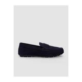 Cabani 010M1707 Hakiki Deri Lacivert Süet Erkek Loafer Ayakkabı
