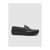 Cabani 010M9823C Hakiki Deri Siyah Logo Detaylı Erkek Loafer Ayakkabı