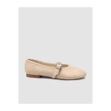 Cabani 300K Süet Görünüm Toka Detaylı Bej Kadın Babet