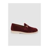 Cabani 314-3 Hakiki Deri Bordo Süet Kadın Loafer Ayakkabı