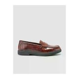 Cabani 673M1890 Hakiki Deri Kahverengi Croco Desen Kadın Loafer Ayakkabı