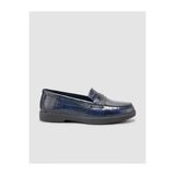 Cabani 673M1890 Hakiki Deri Lacivert Croco Desen Kadın Loafer Ayakkabı