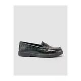 Cabani 673M1890 Hakiki Deri Siyah Croco Desen Kadın Loafer Ayakkabı