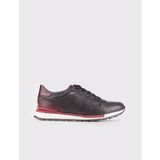 Cabani Ayakkabı Siyah-Bordo Erkek Deri Sneaker 25572