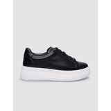 Cabani Bağcıklı %100 Hakiki Deri Siyah Kadın Sneaker Ayakkabı