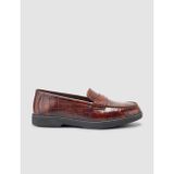 Cabani Tivano %100 Hakiki Deri Kahverengi Croco Desen Kadın Loafer