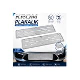 cabbaroğlu ticaret 2 Adet Krom Plakalık Takımı Paslanmaz İnce Model Ön Arka Uyumlu Metal Plaka Altlığı