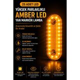 Cabbaroğlu Ticaret 25 LED Amber Yan Lamba 12V 24V Tır Kamyon Karavan Dorse Panelvan Yan Markör Lambası Su Geçirmez - 2 Adet