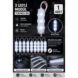 Cabbaroğlu Ticaret 3 Çipli Ayak Altı LED Modül Seti 12V Araç Içi Ambiyans Aydınlatma Su Geçirmez Parmak LED - 10 - Beyaz