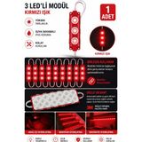 Cabbaroğlu Ticaret 3 Çipli Ayak Altı LED Modül Seti 12V Araç Içi Ambiyans Aydınlatma Su Geçirmez Parmak LED - 10 - Kırmızı