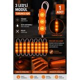 Cabbaroğlu Ticaret 3 Çipli Ayak Altı LED Modül Seti 12V Araç Içi Ambiyans Aydınlatma Su Geçirmez Parmak LED - 7 - Amber