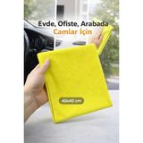 Cabbaroğlu Ticaret Mikrofiber Cam Bezi – Ev Araba Ofis Için Iz Bırakmayan Temizlik Bezi - Sarı - 40x40