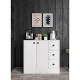 Cabinse Neva Mdf 2 Kapaklı 3 Çekmeceli Çok Amaçlı Dolap Banyo, Oyuncak Dolabı, Mutfak, Kahve Köşesi ,çocuk Elbise Dolabı - Beyaz