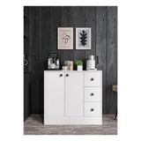 CABİNSE%100 MDF 2 Kapaklı 3 Çekmeceli Çok Amaçlı Dolap -MUTFAK-KAHVE-BANYO-ÇOCUK-OYUNCAK DOLABI,BEYAZ-MEŞE Beyaz