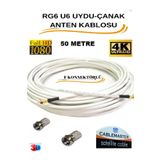 CABLEMASTER 50 METRE Uydu Çanak Anten Kablosu CM-101 48 TEL RG6 U4 BAKIR ALIŞIMLI 2 Adet Connektör Dahil