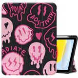 Cabreche iPad 10. Nesil Kılıf 2022, iPad 10,9 İnç Kalem Tutuculu Kılıf/Yumuşak TPU Arka Kılıf, Otomatik Uyku/Uyanma Kılıfı, Kadınlar için Sevimli Havalı Estetik Tiki Yüz-Siyah Pembe