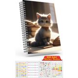 Cabuk Baskı A5 Boyutunda Ajanda Süresiz Haftalık Planlayıcı Defter (250 Adet Sticker Hediyeli) - Bej - Kahverengi