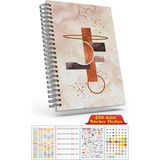 Cabuk Baskı A5 Boyutunda Ajanda Süresiz Haftalık Planlayıcı Defter (250 Adet Sticker Hediyeli) - Kızıl Toprak
