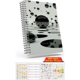 Cabuk Baskı A5 Boyutunda Ajanda Süresiz Haftalık Planlayıcı Defter (250 Adet Sticker Hediyeli) - Siyah
