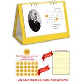 Cabuk Baskı Atatürk Fotoğraflı Spiralli 2024 Masa Takvimi - Sarı