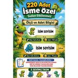 Cabuk Baskı Dinozor Desenli Kişiye Özel Isim Etiketi Seti 220 Adet Sudan Etkilenmez Defter Kalem Okul Etiketi