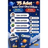 cabuk baskı Erkek Çocuk Okul İsim Etiketi 75 Adet Uzay Astronot Temalı Defter Kitap Kalem Etiket Seti