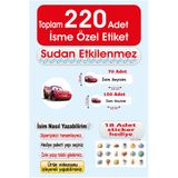 cabuk baskı İsme Özel Araba Temalı Okul Etiketi 220 Adet | Suya Dayanıklı Kalem Defter Etiketi Seti