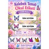 cabuk baskı Kelebek Temalı Okul Etiketi 220 Adet Özel İsim Yazılabilen Suya Dayanıklı Kalem Defter Etiketi