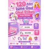 cabuk baskı Kız Çocuklara Özel 120 Adet İsime Özel Okul Etiketi Seti 5 Sevimli Temalı Defter Kitap ve Kalem Etiketi