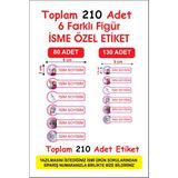 Cabuk Baskı Okul Etiketi Kalem Defter Etiketi Özel Isim Yazılabilen Etiket 210 Adet - Elsa
