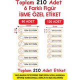 Cabuk Baskı Okul Etiketi Kalem Defter Etiketi Özel Isim Yazılabilen Etiket 210 Adet - kedi
