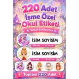 cabuk baskı Prenses Temalı Okul Etiketi 220 Adet Özel İsim Yazılabilen Suya Dayanıklı Kalem Defter Etiketi