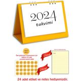 Cabuk Baskı Spiralli Özel Günler 2024 Masa Takvimi - Koyu Sarı