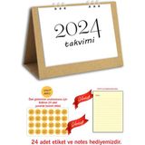 Cabuk Baskı Spiralli Özel Günler 2024 Masa Takvimi - Kraft