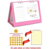 Cabuk Baskı Spiralli Özel Günler 2024 Masa Takvimi - Pembe
