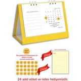 Cabuk Baskı Spiralli Özel Günler 2024 Masa Takvimi - Sarı