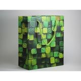 Çabuklar A.Ş Eczane/Hediyelik & Alışveriş Karton Çanta Körüklü Yeşil Mozaik (20x10x23,50 cm) - 25 Adet