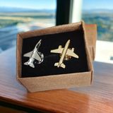 Caca Tasarım Uçak Yaka Rozeti 2 Li Set Gümüş ve Gold Renkli Metal Aksesuar - 2 Adet