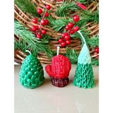 Cacagift Design 3'lü Mum Seti Yılbaşına Özel Mum (Eldiven,kozalak,çam Ağacı) Yılbaşı Konseptli, Hediyelik Yılbaşı Mum, Noel Mum - 1 Adet