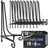 CACASO Ekran için 10 Paket Plaka Standı, Plaka Teşhir Standı, Resim Çerçevesi Tutucu Standı, Kitap Teşhir Standı, Fotoğraf Çerçevesini Göstermek için Siyah Demir Plaka Tutucuları, Dekoratif Tabaklar,