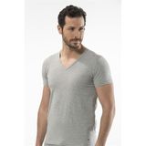 Cacharel 1306 V Yaka Kısa Kollu Erkek T-Shirt - Gri Melanj