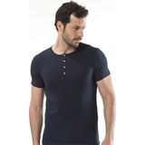 Cacharel 1308 Lacivert Erkek Düğmeli Kısa Kollu T-Shirt - 2XL