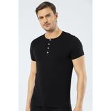 Cacharel 1308 Siyah Erkek Düğmeli Kısa Kollu T-Shirt