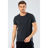 Cacharel 1331 Olive Erkek O Yaka Likralı Kısa Kollu T-Shirt - M - Siyah Melanj