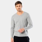 Cacharel 1334 Erkek V Yaka Uzun Kollu T-Shirt - Gri - 2XL