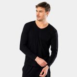 Cacharel 1334 Erkek V Yaka Uzun Kollu T-Shirt - Siyah - M