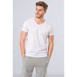 Cacharel 2170 Beyaz Erkek Modal V Yaka Slim Fit T-Shirt - XL